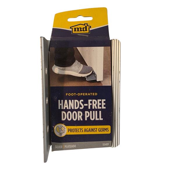 MD Sanitary Hands Free Silver Plate Door Pull Foot Operated - Picture 1 of 4